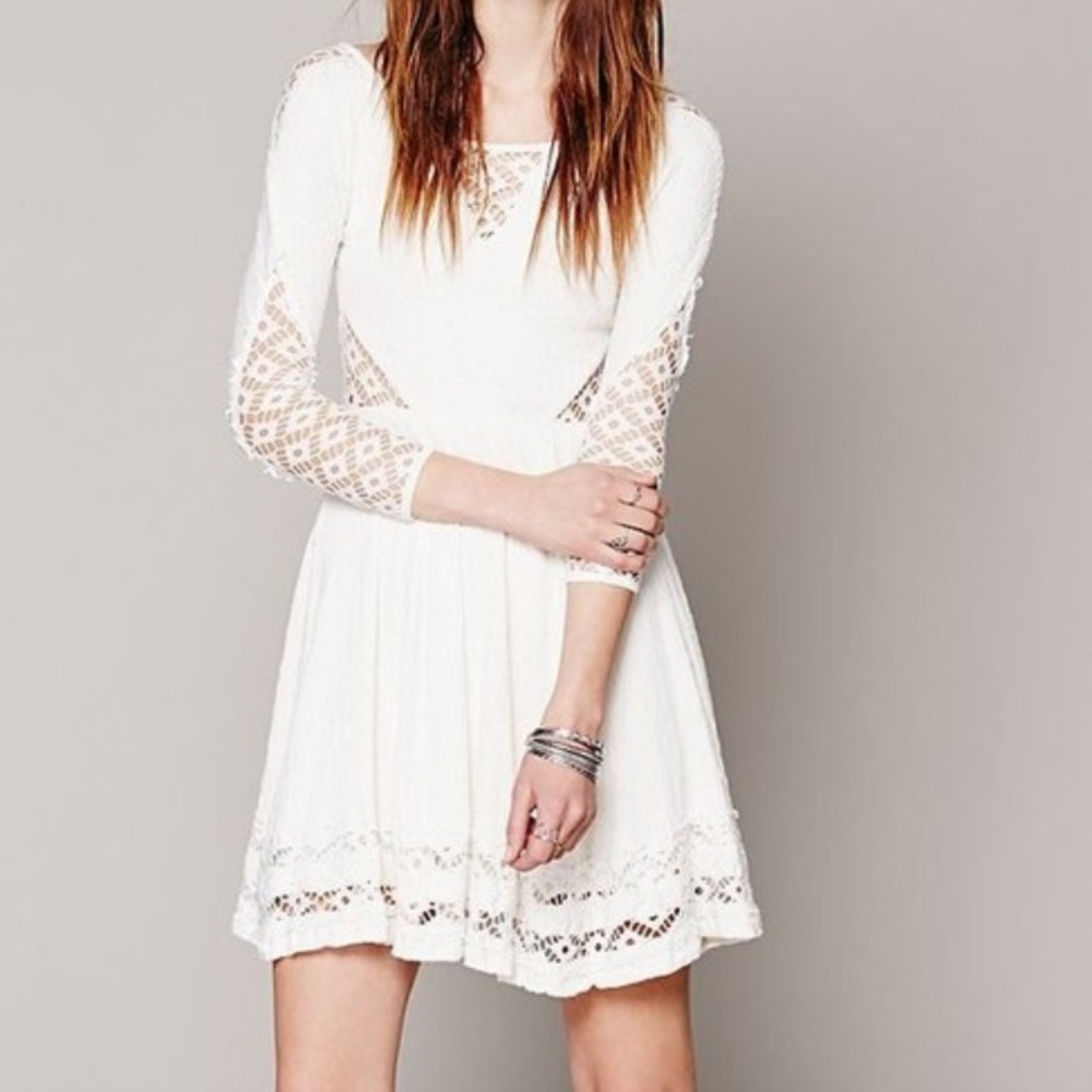 Free People “To The Point” Mini Dress in Snow